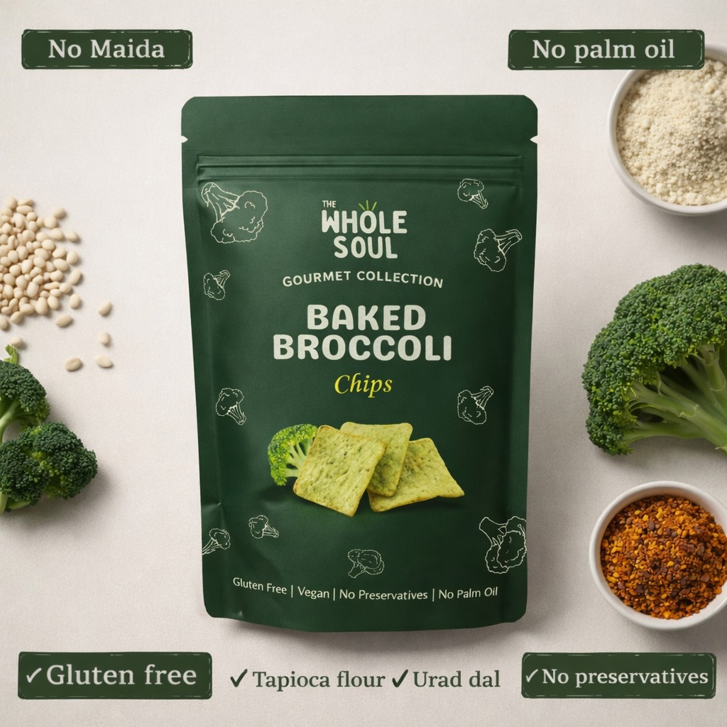 Baked Broccoli Chips with fresh ingredients